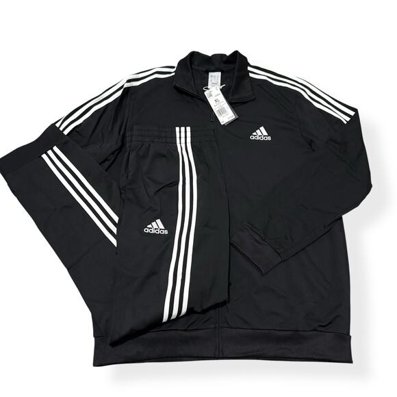 adidas Essentials Fleece 3-Stripes Tracksuit 2 Piece Set Black Men's Size XL New - Picture 3 of 5